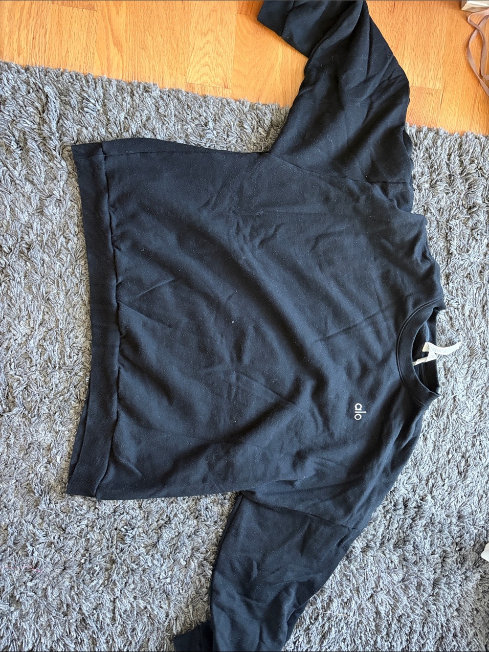 ALO Yoga Black Crew Sweatshirt with Subtle Logo